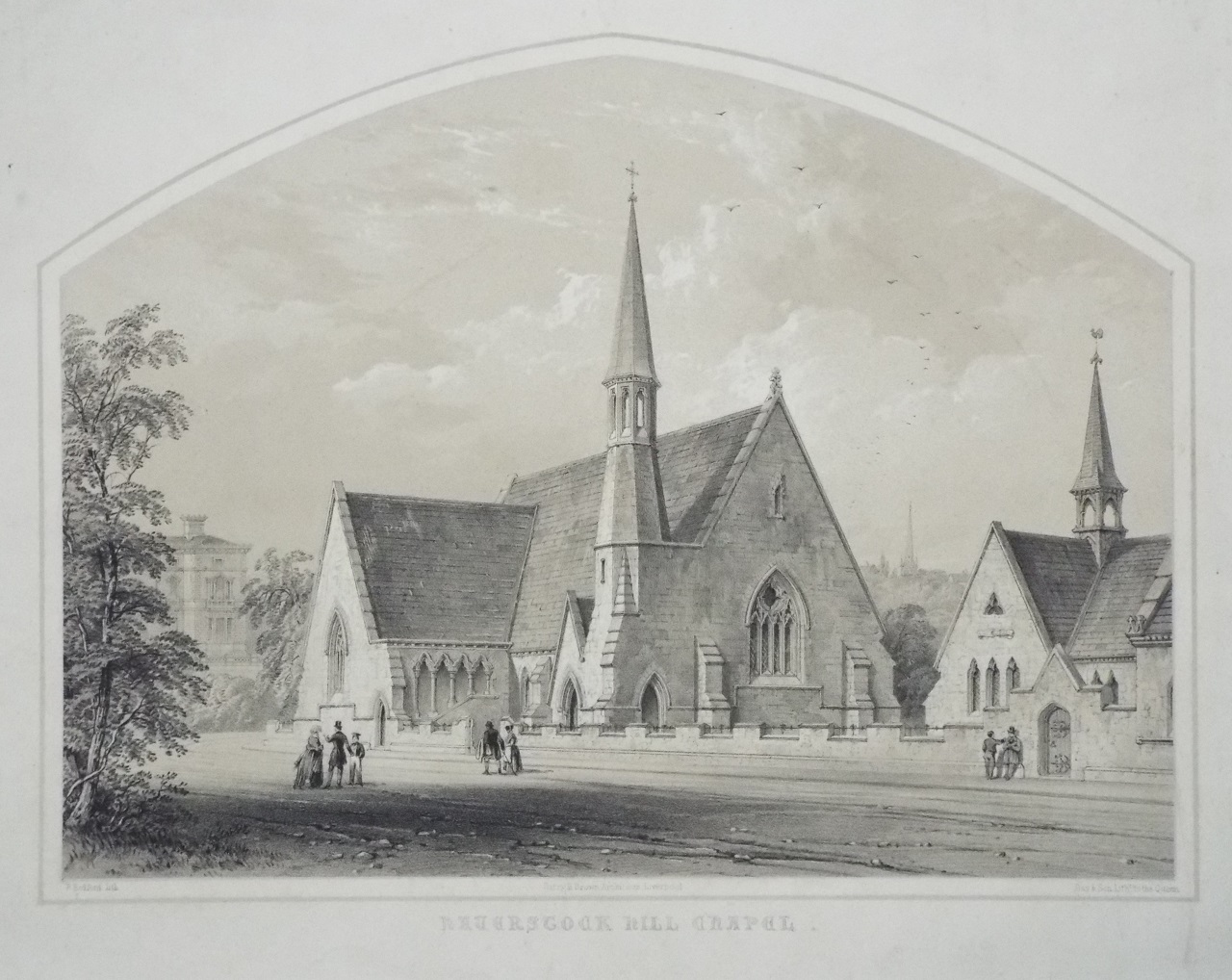 Lithograph - Haverstock Hill Chapel. - Bedford